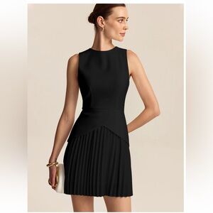 NWT COMMENSE Pleated Hem Black Mini Dress Size XL